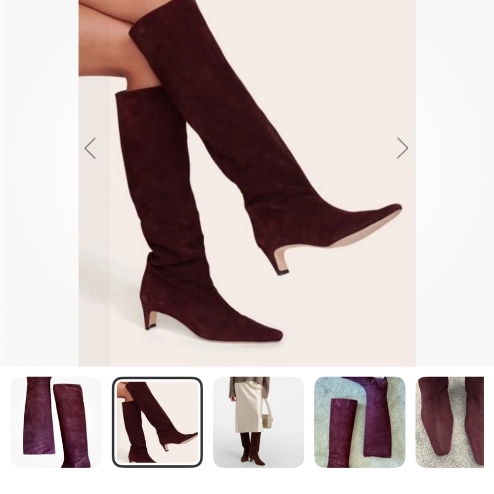 STAUD Wally Kitten Heel Boots Rich Burgundy Sz 38